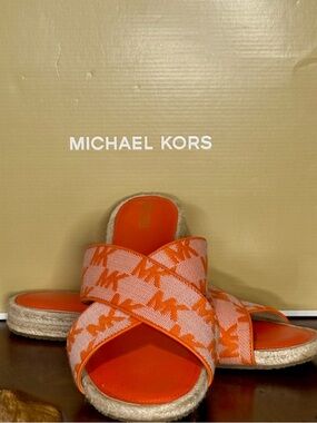 Michael Kors Poppy Orange Espadrille Slide